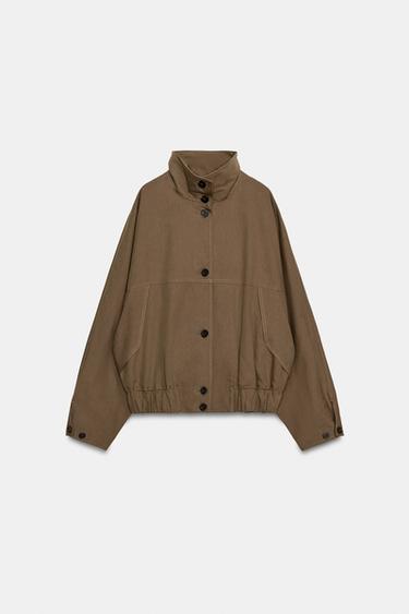 BLOUSON COL MONTANT BAS ÉLASTIQUE - Marron de Zara - Image 3