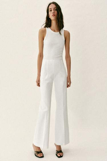 HIGH-WAIST TROUSERS - White by Zara