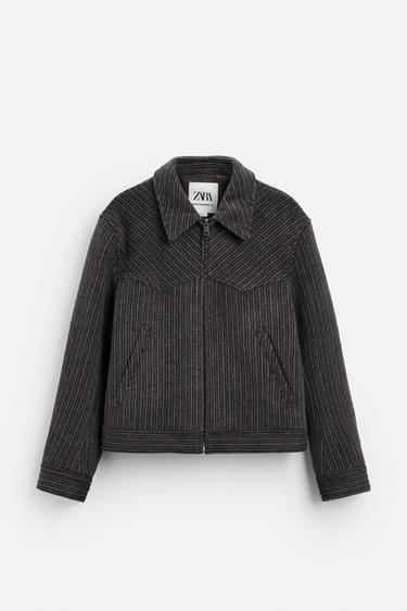 STRIPED WOOL JACKET - Black / Brown by Zara - Image 0