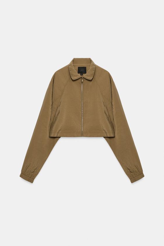 CROPPED FLOWING JACKET - Khaki by Zara - Image 0