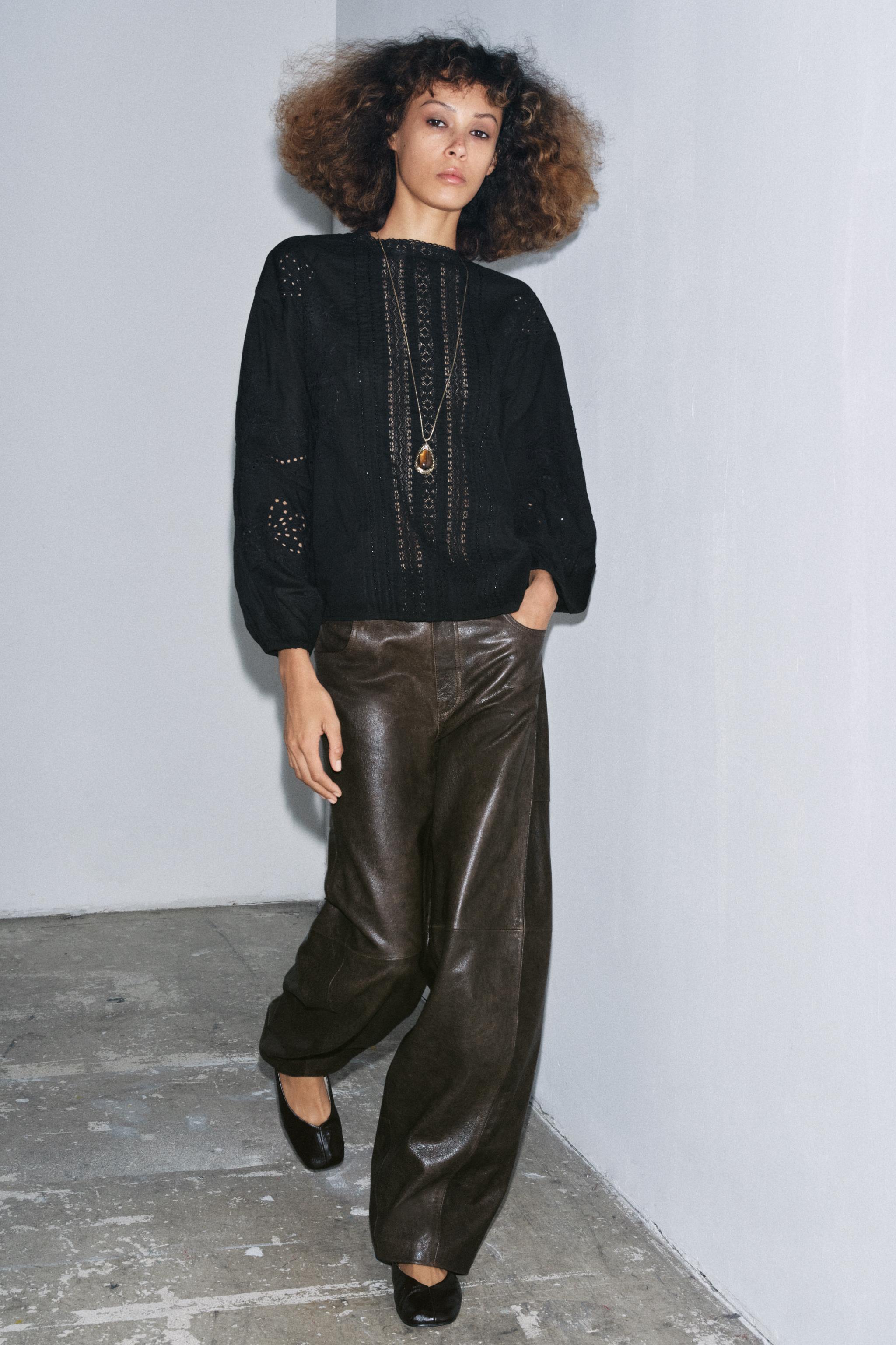 EMBROIDERED LACE INSERT SHIRT ZW COLLECTION