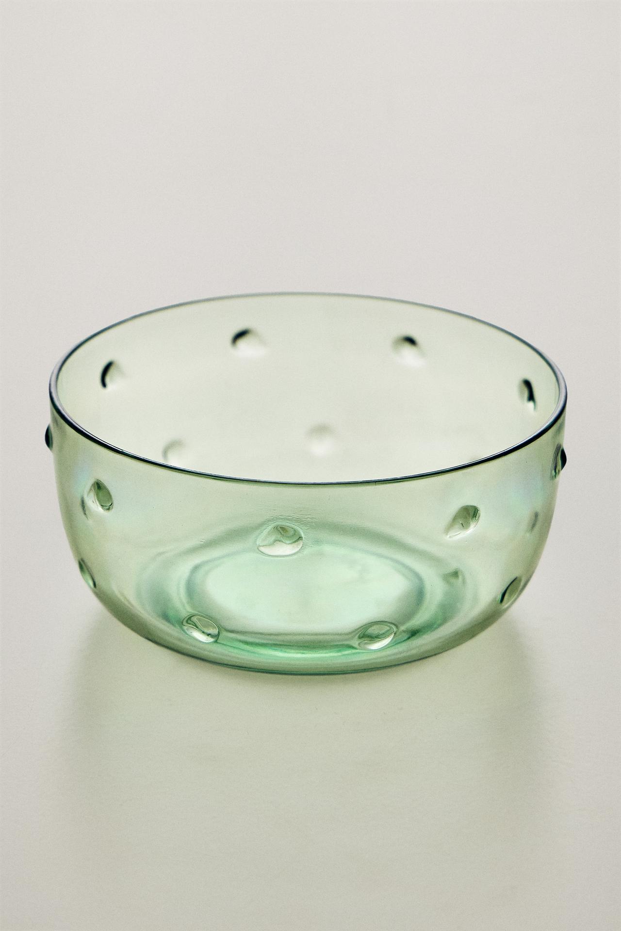 ACRYLIC BOWL WITH DOTS — Green