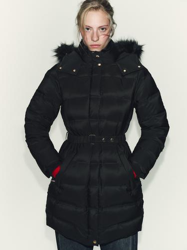 WATER-REPELLENT WINDPROOF HOODED DOWN PUFFER JACKET - Black by Zara