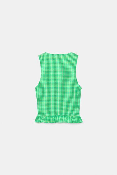GINGHAM SMOCKED TOP - Greens by Zara - Image 5