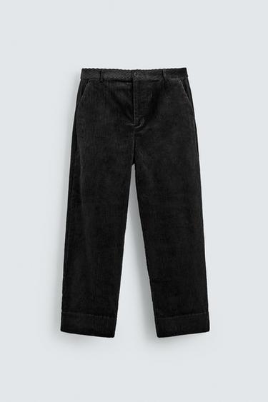 RELAXED FIT CORDUROY TROUSERS - Black by Zara
