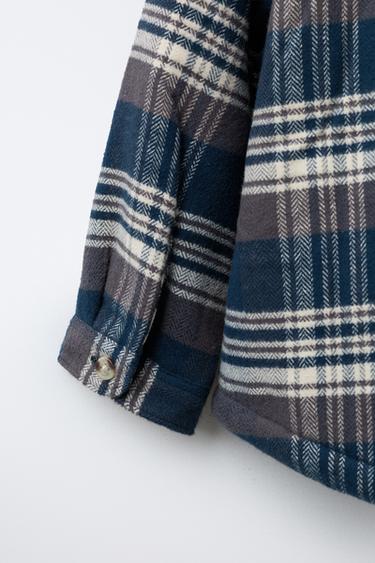 CHECK OVERSHIRT WITH FLEECE LINING - Blue by Zara - Image 3