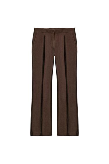 PANTALÓN SLIM SATINADO - Marrón de Zara