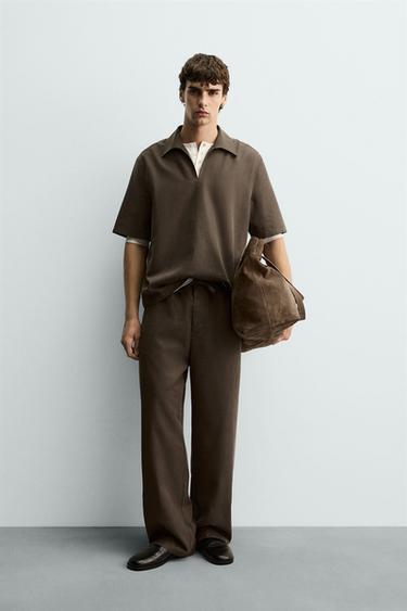 CAMISA POLO FLUIDA - Khaki de Zara - Imagen 0