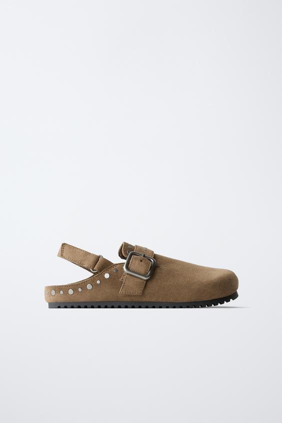 Детские сабо Zara Studded, цвет: Коричневый