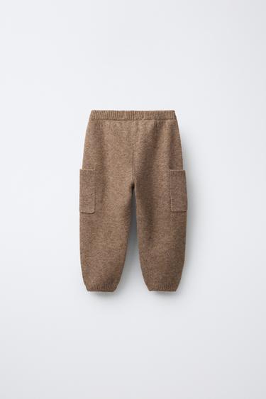 KNIT JOGGERS - bordeaux/ecru by Zara - Image 1