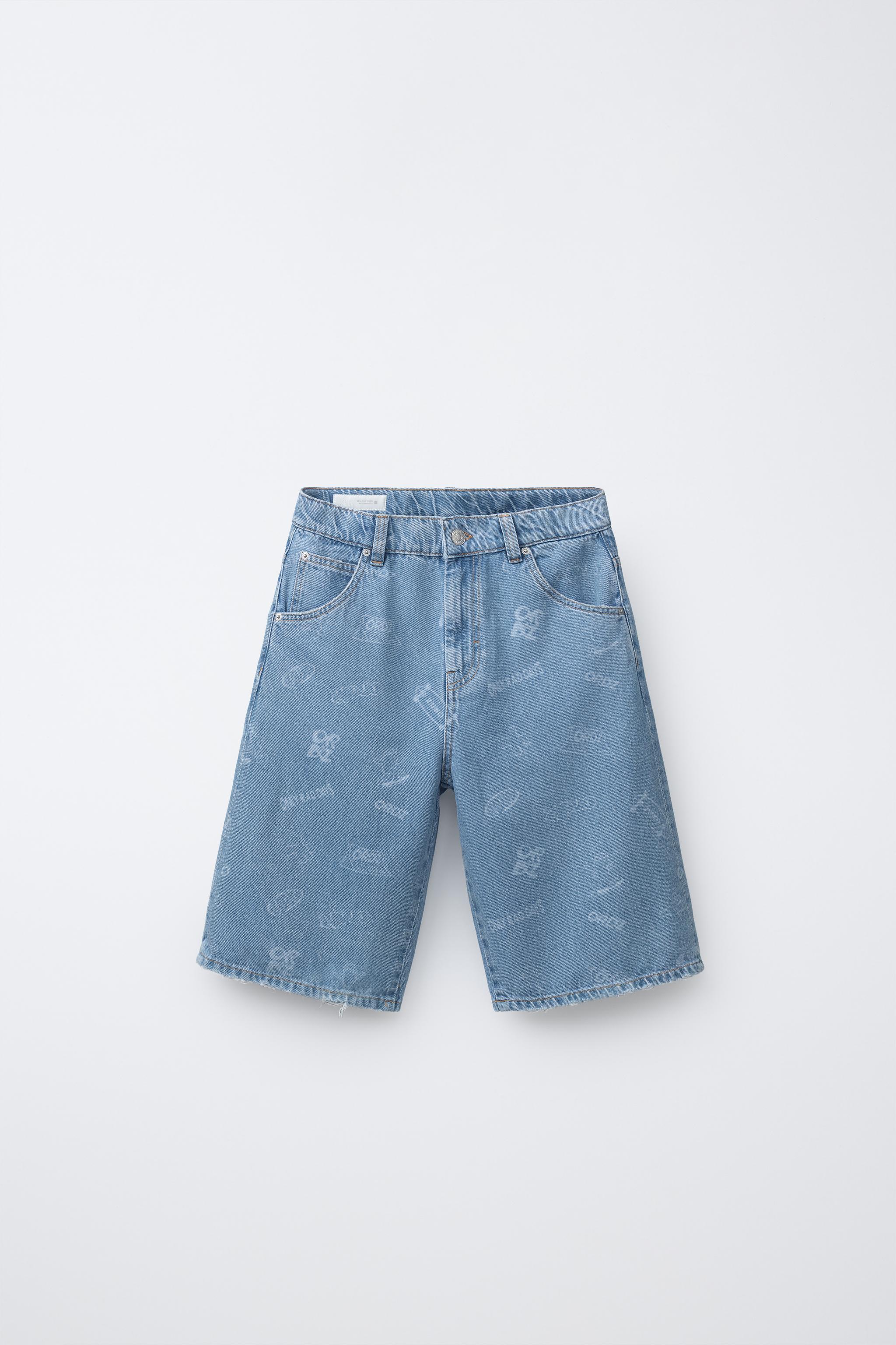 ロゴ入りスケートデニムバミューダパンツ - ブルー | ZARA Japan / 日本