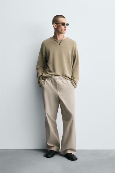 Zara RELAXED FIT STRIPE PANTS - striped