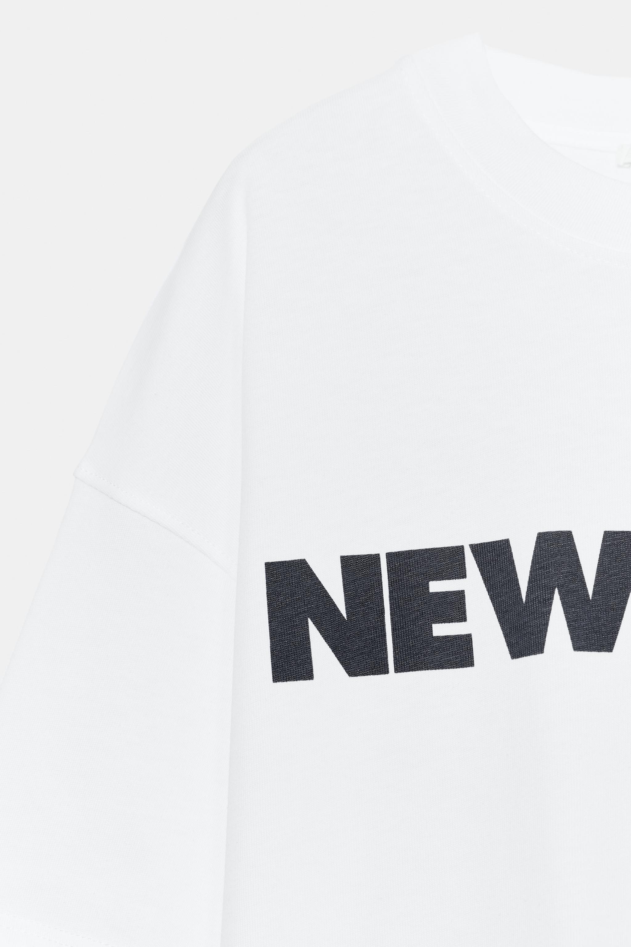 Женские футболки Zara OVERSIZE TEXT T-SHIRT — фото 7