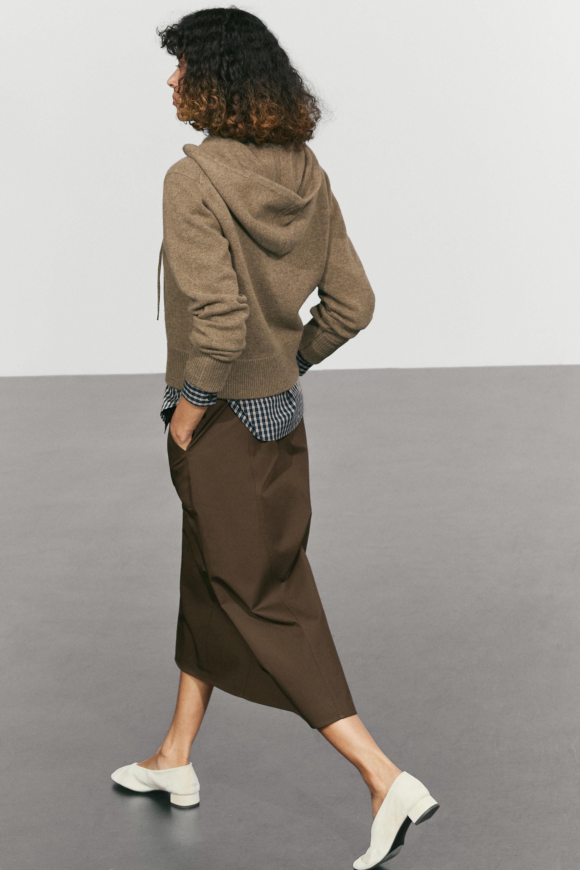 Wool blend hooded knit cardigan