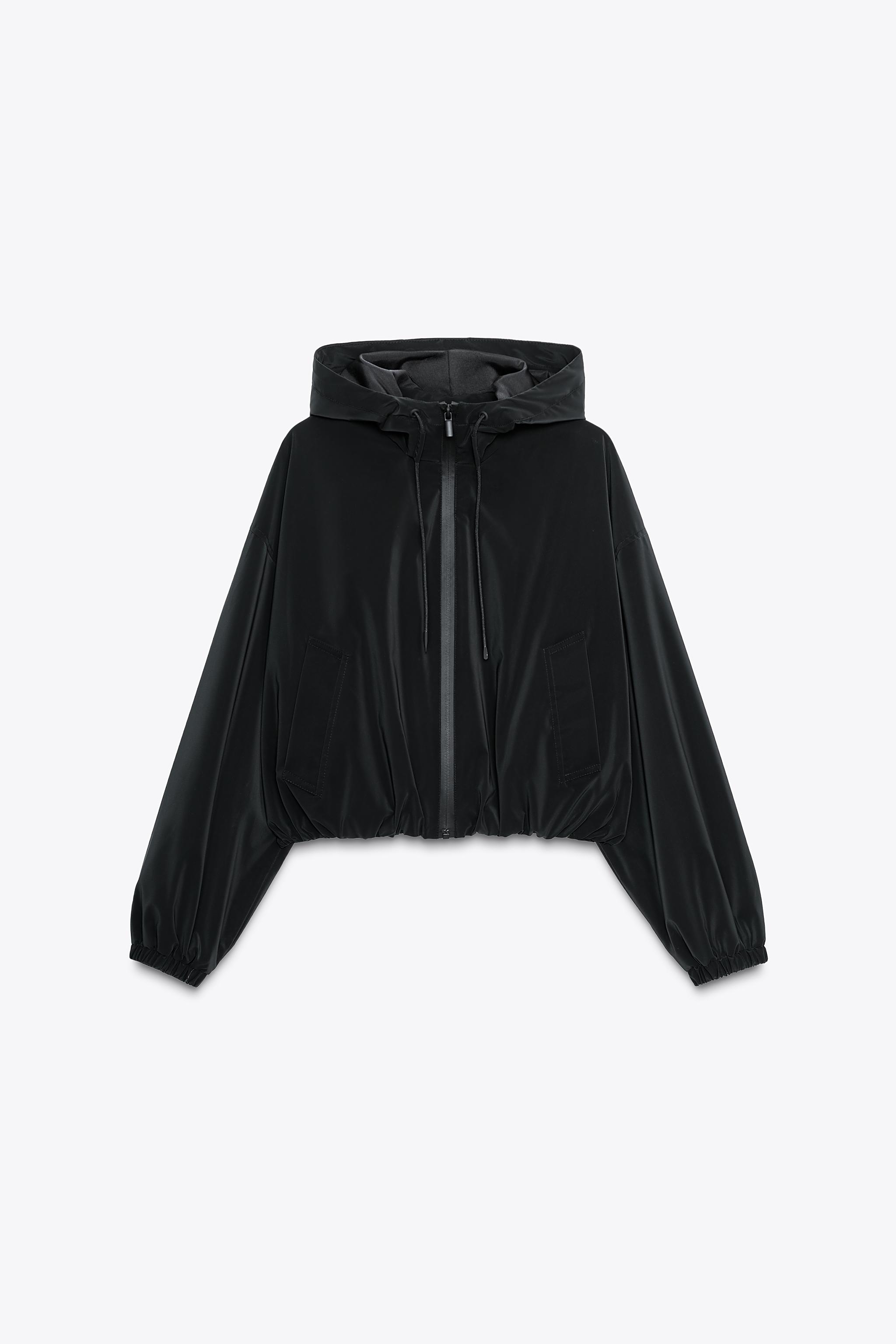 ★ZARA★ RUBBERISED HOODED JACKET RUBBERISED HOODED JACKET - Black | ZARA Thailand