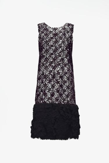 LIMITED EDITION GUIPURE LACE COMBINED HEM DRESS — Black 1