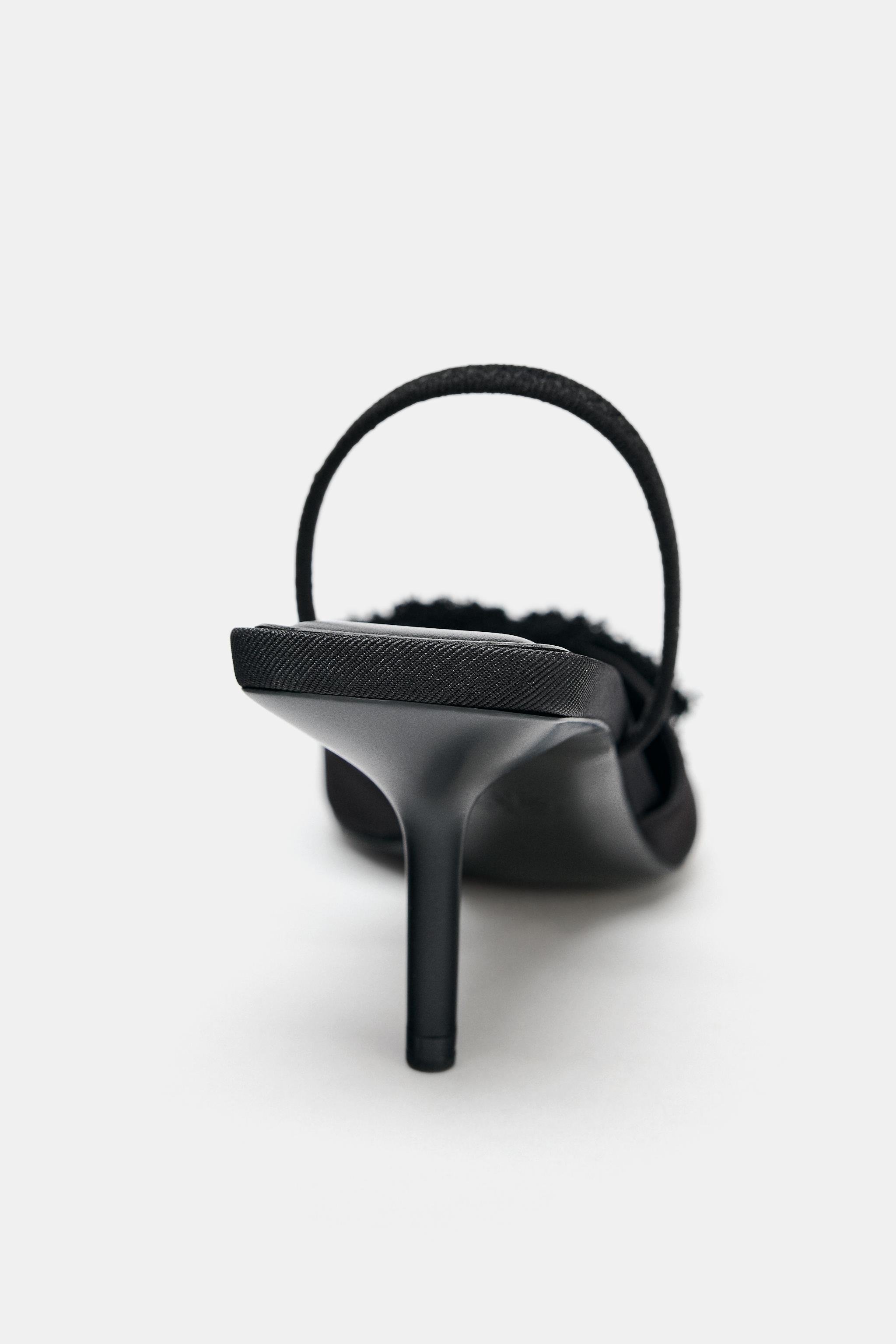 リボン付きハイヒールスリングバック - ブラック | ZARA Japan リボン付きハイヒールスリングバック - ブラック | ZARA Japan