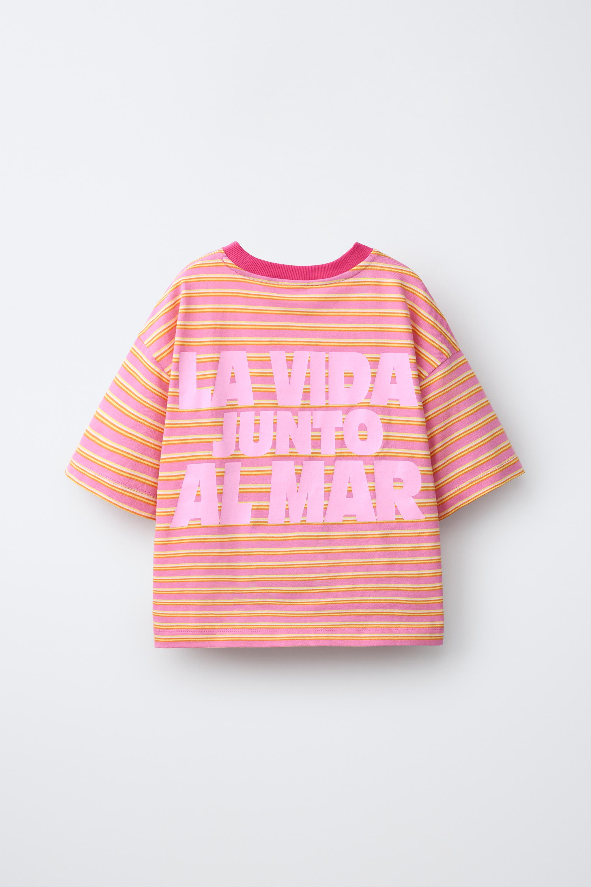 STRIPED AND PRINTED T-SHIRT