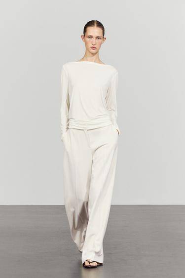 Zara Flowing wide-leg pants - Ice - Image 0