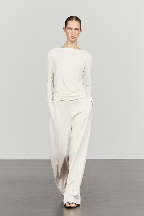 Zara Flowing wide-leg pants - Ice - Image 0