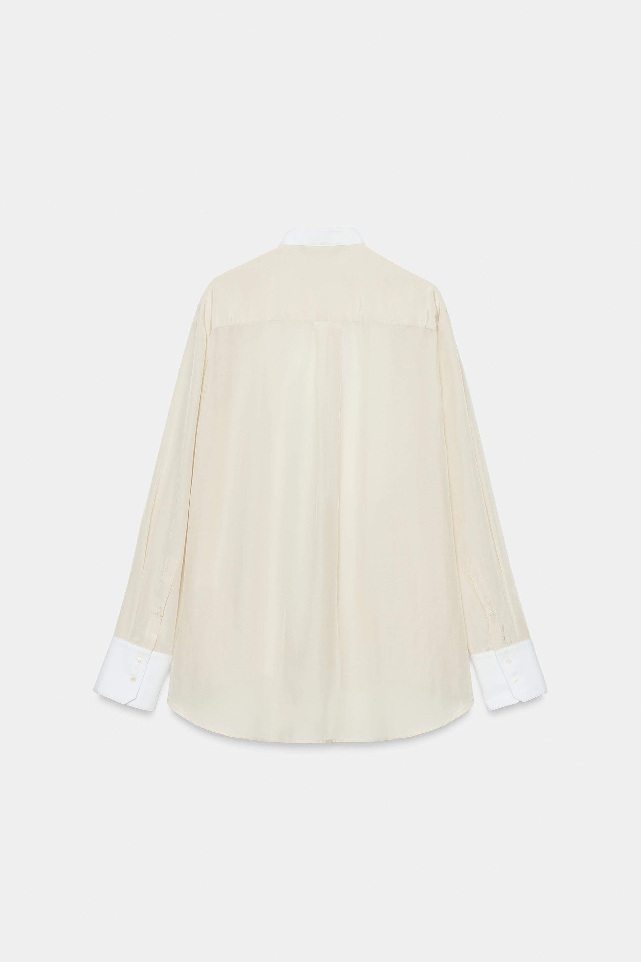 Zara ZW COLLECTION KONTRAST GÖĞÜSLÜ GÖMLEK görsel 7