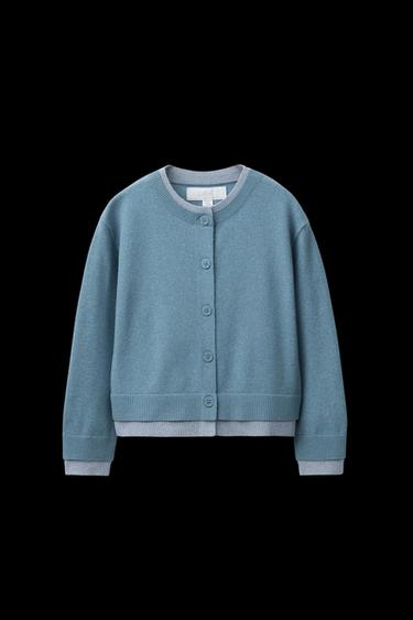 Zara DOUBLE LAYER TRIM KNIT CARDIGAN - Light blue - Image 0