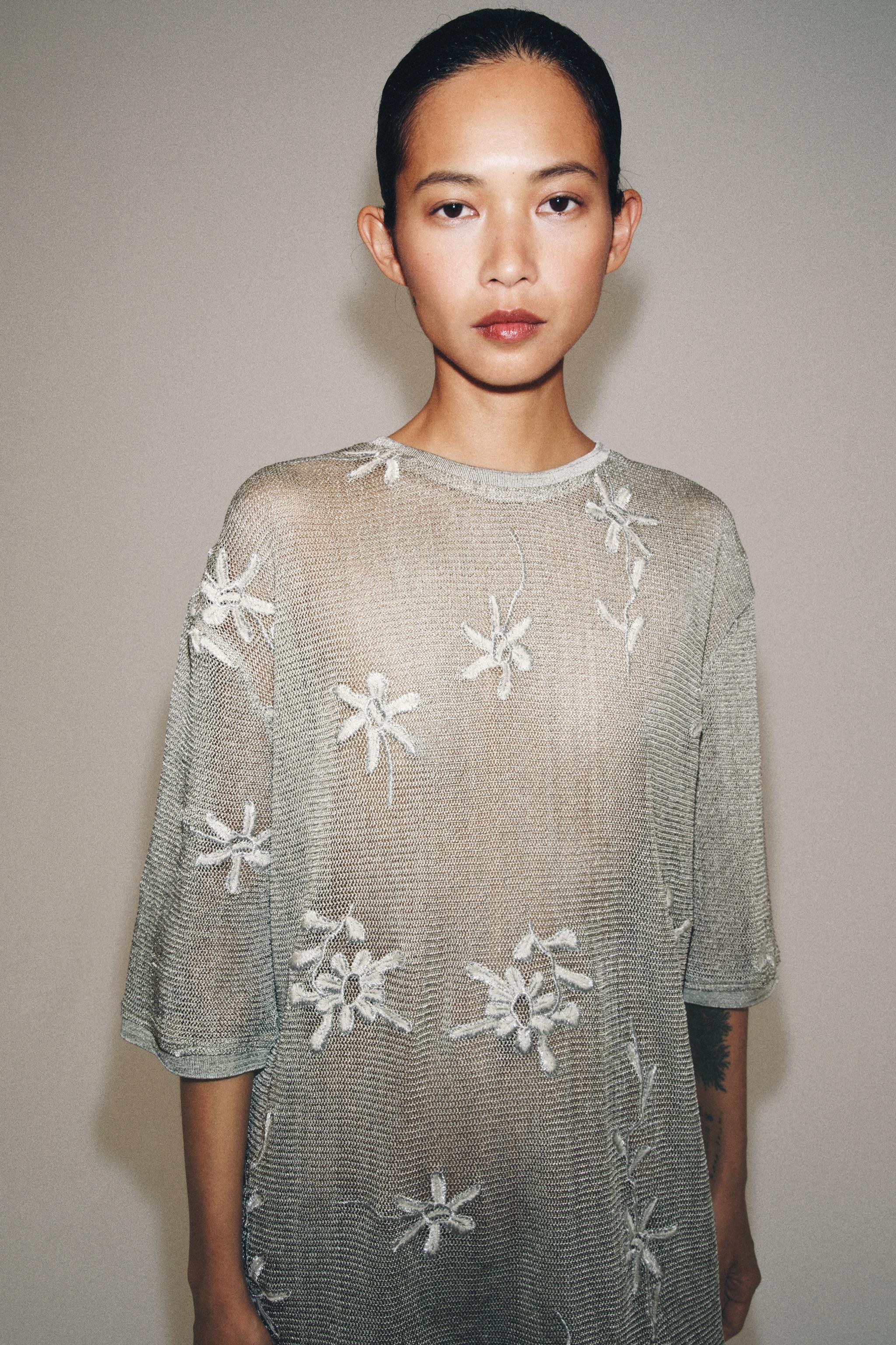 METALLIC THREAD OVERSIZED KNIT TOP - Silver | ZARA United States