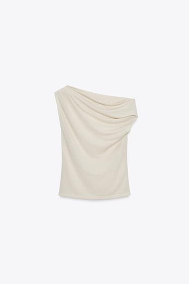 ASYMMETRIC CUT-OUT KNIT TOP - Sand by Zara - Image 4