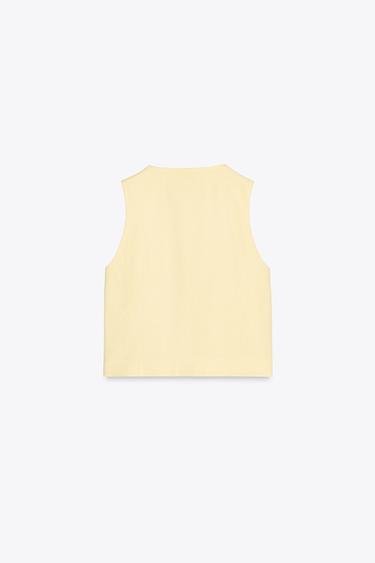 LINEN BLEND WAISTCOAT - Yellow by Zara - Image 2