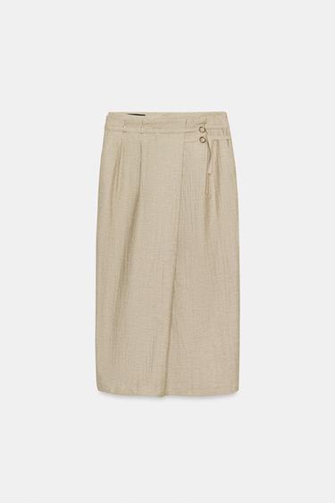 JUPE MI-LONGUE CEINTURE - Marron clair de Zara - Image 7