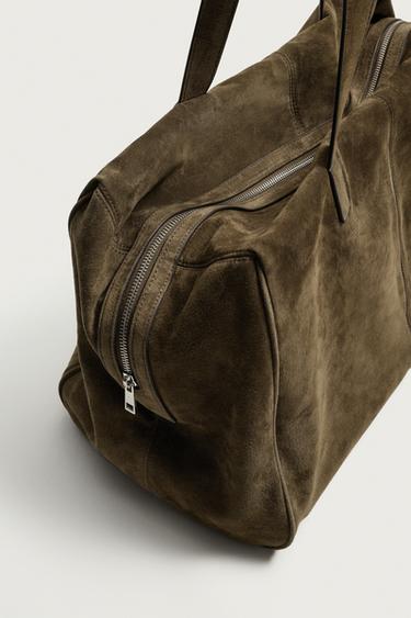 SAC DE VOYAGE EN CUIR - Vert kaki de Zara - Image 4