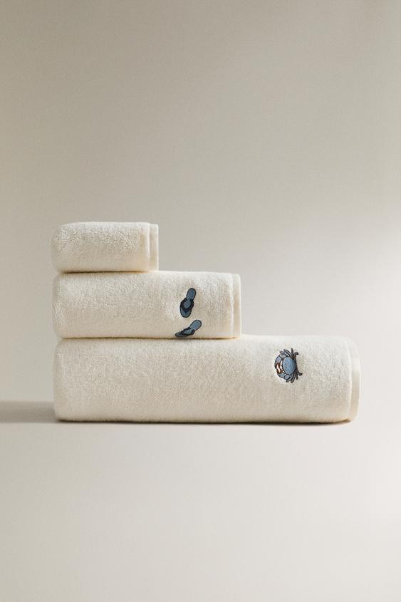 Zara EMBROIDERED BEACH BATH TOWEL - 象牙色 - 圖片 0