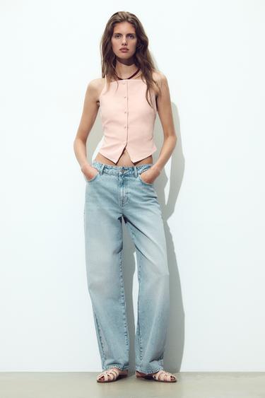 Zara BUTTONED VEST TOP - Pink - Image 0