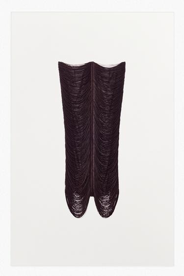 FALDA MIDI FLECOS - Marrón de Zara