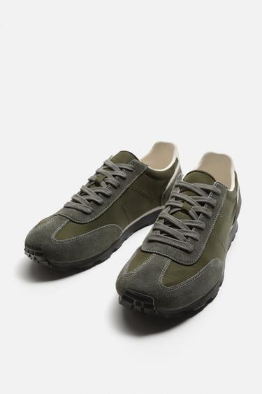 RETRO LEATHER TRAINERS - Sea green by Zara - Image 3