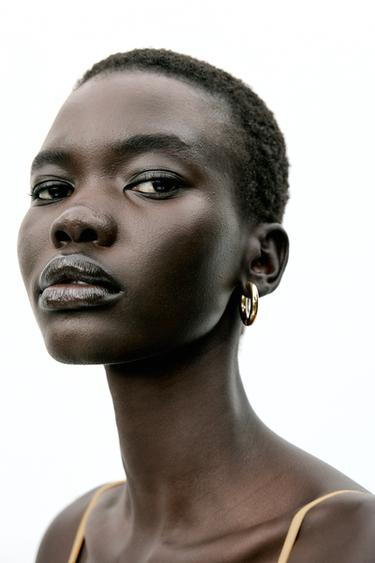 Zara WATERPROOF HOOP EARRINGS - Golden - Image 0