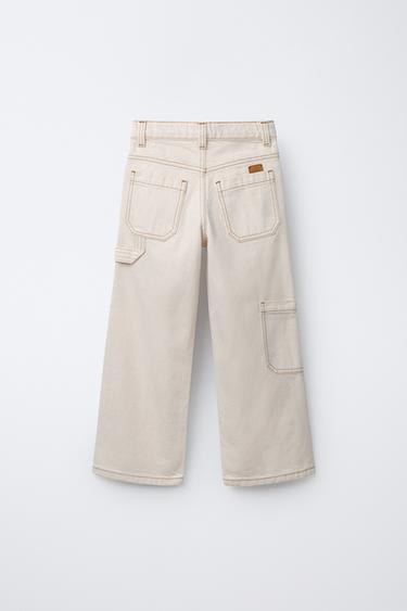 PANTALON CARPENTER ECRU SURPIQÛRES - Écru de Zara - Image 1