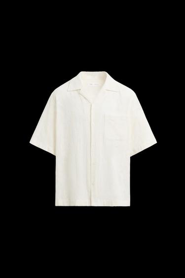 Zara FLORAL JACQUARD SHIRT - Ecru