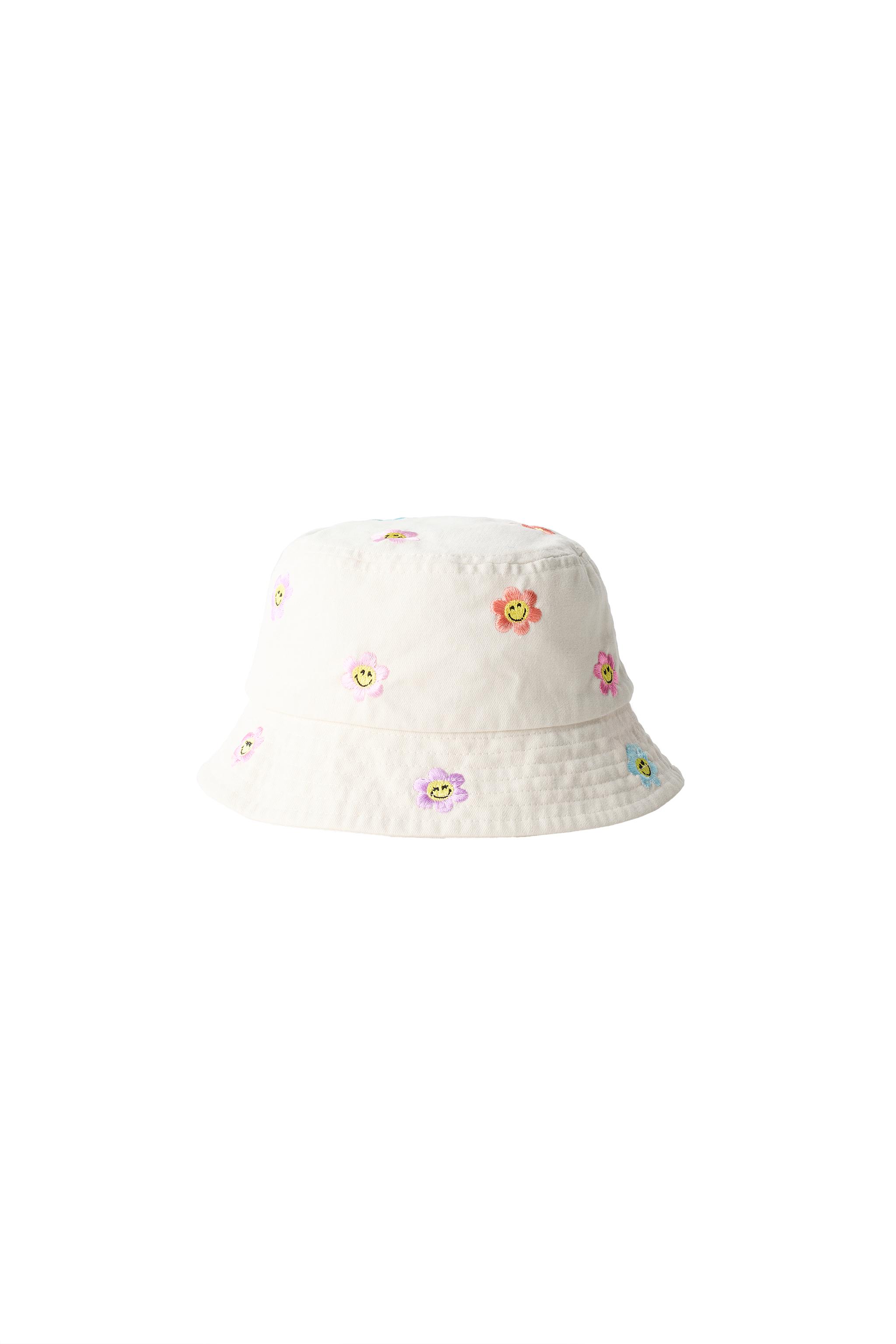 SMILEYWORLD ® EMBROIDERED FLORAL BUCKET HAT - White | ZARA United