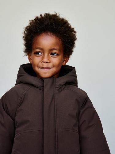 Zara HOODED WATER REPELLENT PUFFER COAT - Dark burgundy