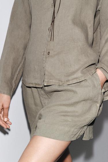 ШОРТЫ ИЗ 100% ЛЬНА — ZW COLLECTION — СЕРО-КОРИЧНЕВЫЙ от Zara