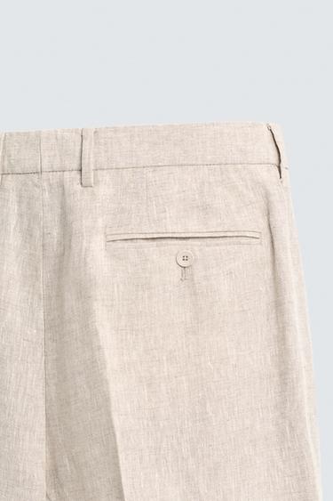 PANTALON DE COSTUME 100% LIN - Beige clair de Zara - Image 7