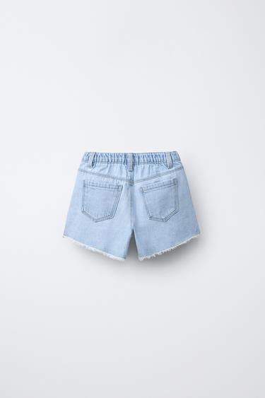 SHORT EN JEAN CŒURS CROCHET - Bleu de Zara - Image 1