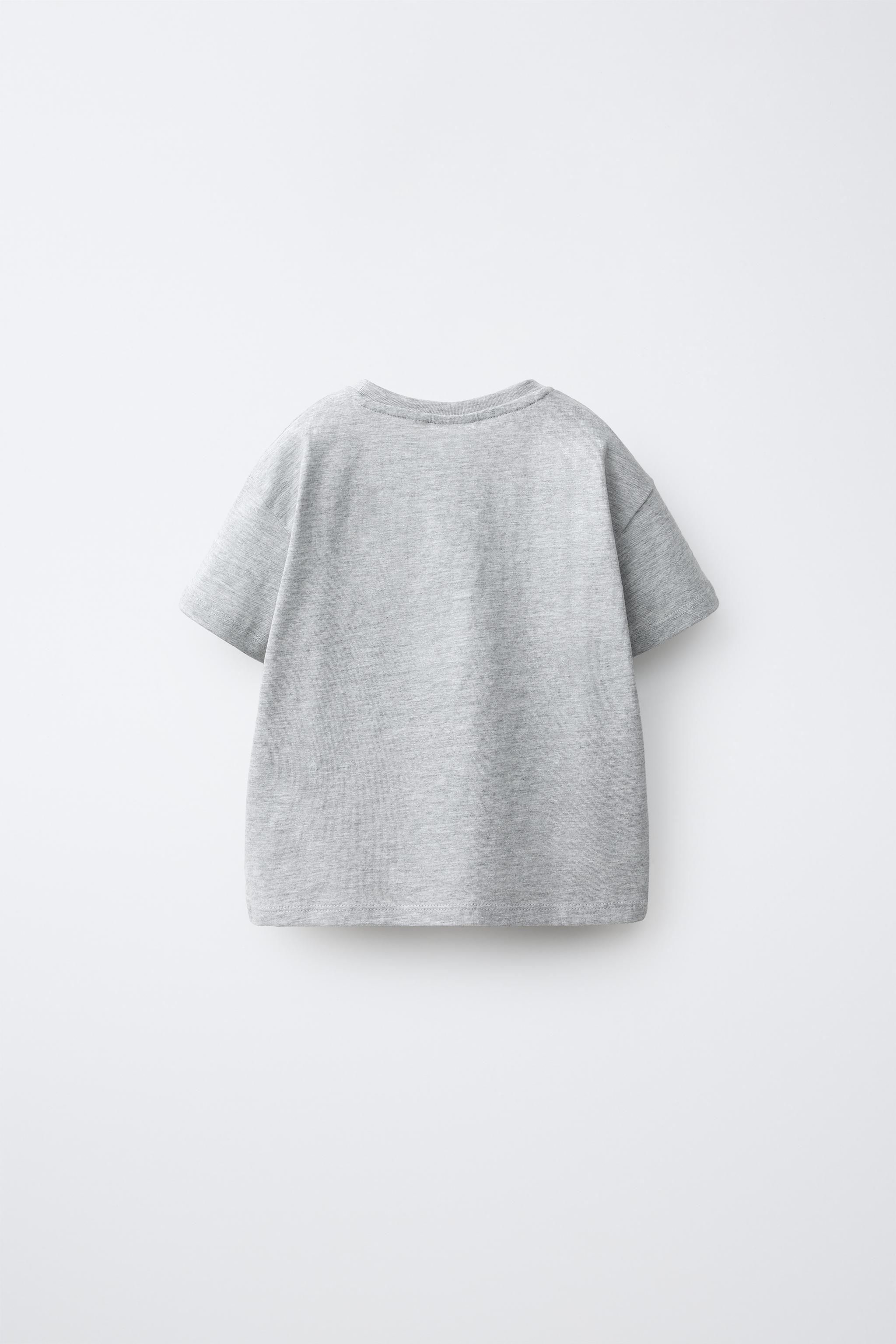 EMBROIDERED HEART PLAIN T-SHIRT — Gray marl