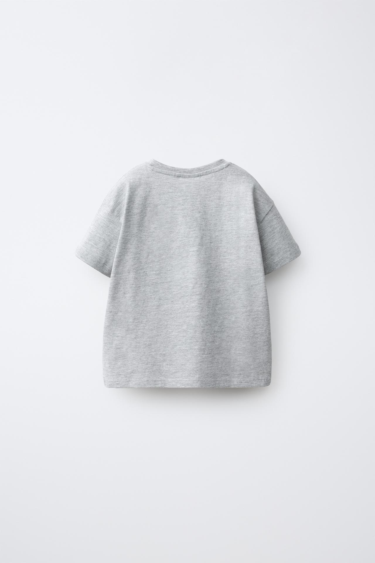 EMBROIDERED HEART PLAIN T-SHIRT — Gray marl