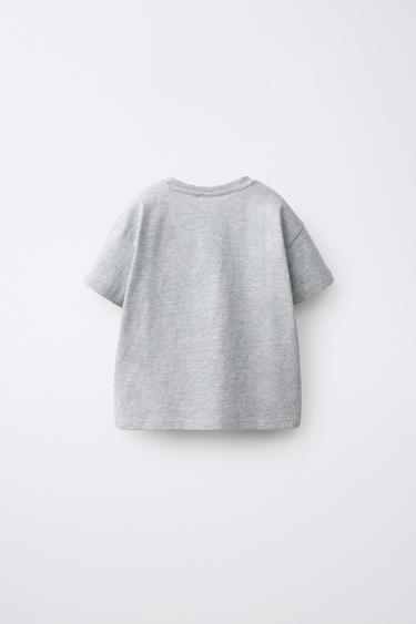 EMBROIDERED HEART PLAIN T-SHIRT — Gray marl 2