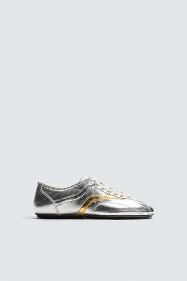METALLIC LEATHER TRAINERS HARRY LAMBERT FOR ZARA x DISNEY - Silver by Zara