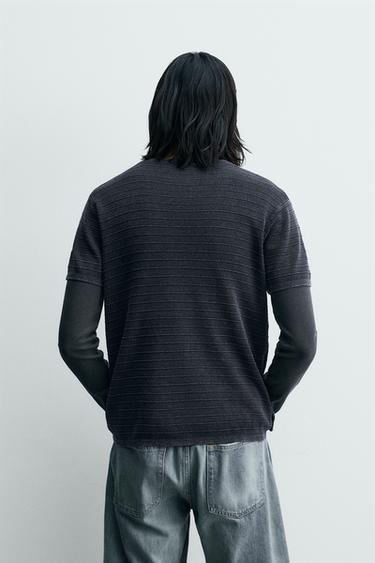 WASHED TEXTURED KNIT T-SHIRT - Indigo by Zara - Image 2