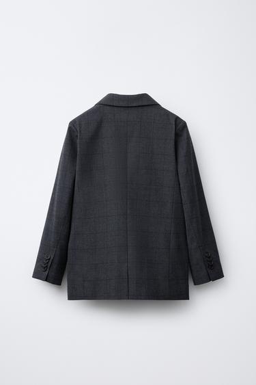 CHECK SUIT BLAZER - Blue / Grey by Zara - Image 1