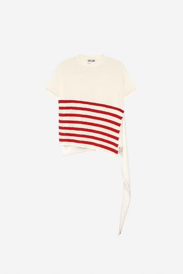 ASYMMETRIC STRIPED KNIT TOP - THE ITEM ZARA WOMAN - White / Red by Zara - Image 5